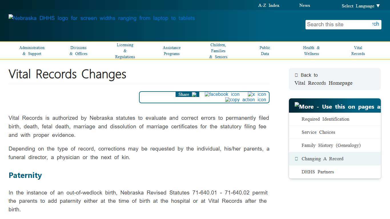 Vital Records Changes