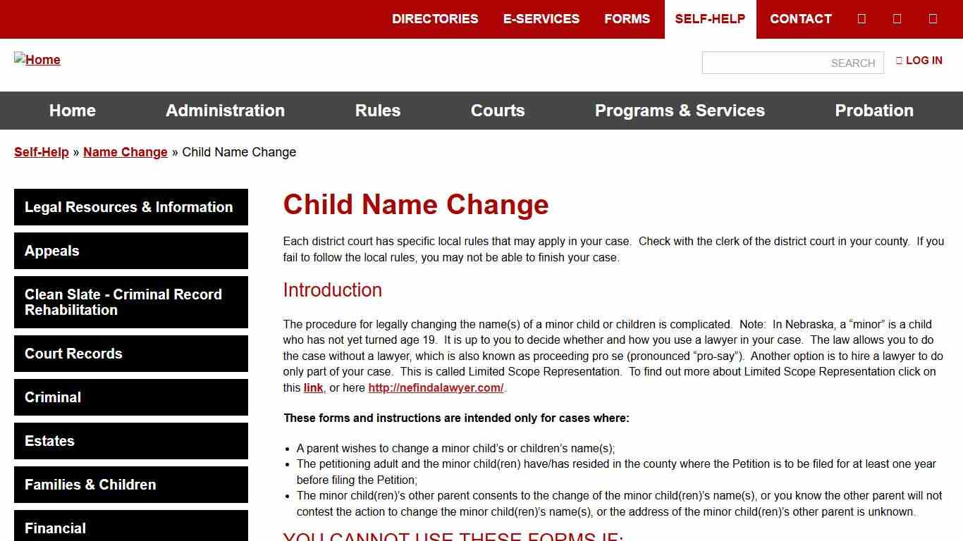 Child Name Change Nebraska Judicial Branch
