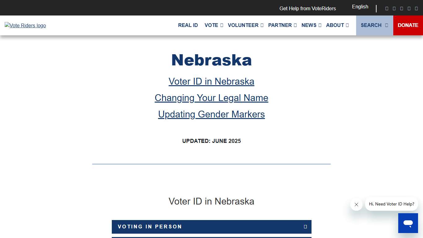 Nebraska • Info for Trans and Nonbinary Voters • VoteRiders